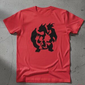 Pokemon Charmander Charmeleon Charizard Evolution Red Graphic Tee